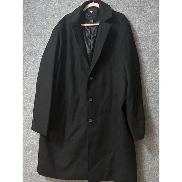 Shaquille O'Neal long black wool blend lined coat size XLG NWOT